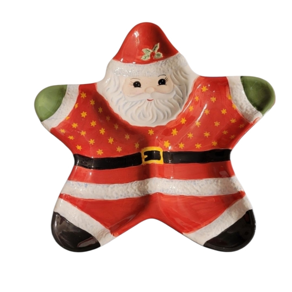 Christopher Radko Collector Plate Holiday Celebrations Santa Serving Dish 11x11 